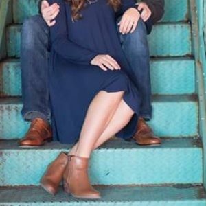 Brown Faux Leather Ankle Booties